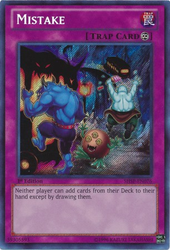 A Secret Rare "Mistake" card from the Yugioh Set: Shadow Specters (SHSP).