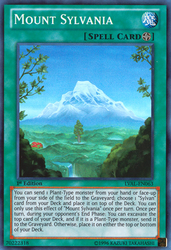 A Super Rare "Mount Sylvania" card from the Yugioh Set: Legacy of the Valiant (LVAL).