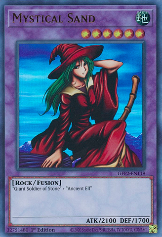  An Ultra Rare "Mystical Sand" card from the Yugioh Set: Ghosts From the Past: The 2nd Haunting (GFP2).