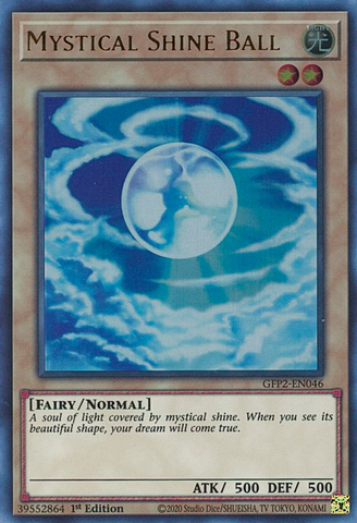  An Ultra Rare "Mystical Shine Ball" card from the Yugioh Set: Ghosts From the Past: The 2nd Haunting (GFP2).