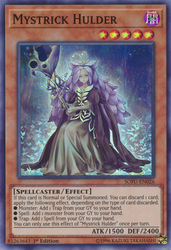A Super Rare "Mystrick Hulder" card from the Yugioh Set: Soul Fusion (SOFU).