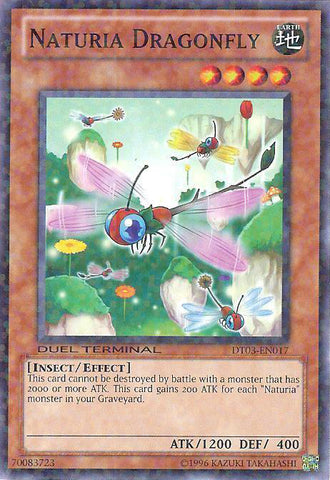 A Duel Terminal Common "Naturia Dragonfly" card from the Yugioh Set: Duel Terminal 3 (DT03).