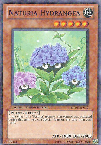 A Duel Terminal Common "Naturia Hydrangea" card from the Yugioh Set: Duel Terminal 3 (DT03).