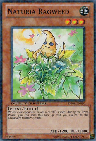 A Duel Terminal Common "Naturia Ragweed" card from the Yugioh Set: Duel Terminal 4 (DT04).