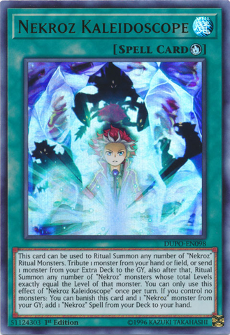 An Ultra Rare "Nekroz Kaleidoscope" card from the Yugioh Set: Duel Power (DUPO).