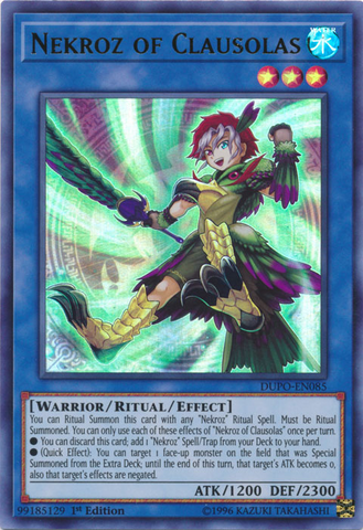 An Ultra Rare "Nekroz of Clausolas" card from the Yugioh Set: Duel Power.