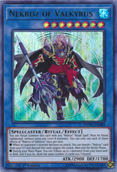 An Ultra Rare "Nekroz of Valkyrus" card from the Yugioh Set: Duel Power.