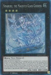 A Collector's Rare "Ninaruru, the Magistus Glass Goddess" card from the Yugioh Set: Genesis Impact (GEIM).