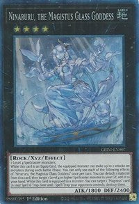 A Collector's Rare "Ninaruru, the Magistus Glass Goddess" card from the Yugioh Set: Genesis Impact (GEIM).