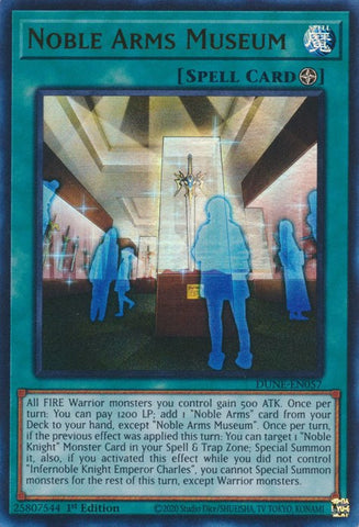 An Ultra Rare "Noble Arms Museum" card from the Yugioh Set: Duelist Nexus.