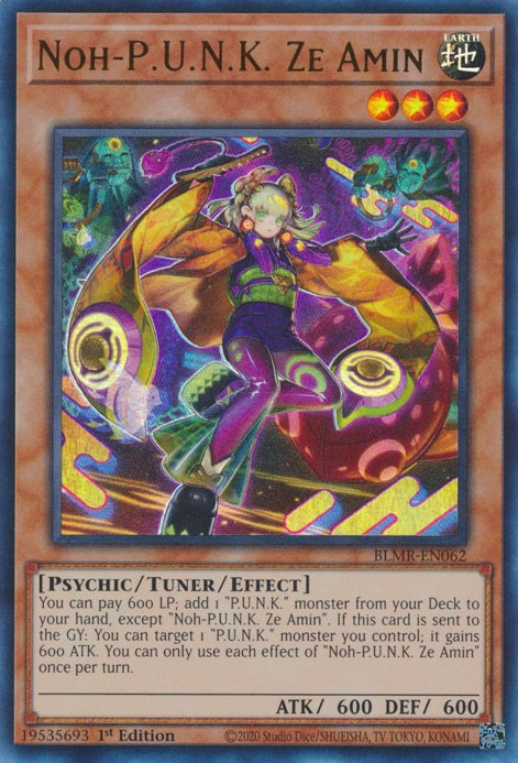 An Ultra Rare "Noh-P.U.N.K. Ze Amin" card from the Yugioh Set: Battles of Legend: Monstrous Revenge.