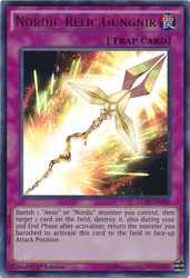 An Ultra Rare "Nordic Relic Gungnir" card from the Yugioh Set: Legendary Collection 5D's (LC5D)