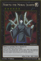A Gold Rare "Norito the Moral Leader" card from the Yugioh Set: Premium Gold: Infinite Gold (PGL3).