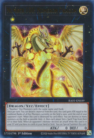An Ultra Rare "Number 100: Numeron Dragon" card from the Yugioh Set: Rarity Collection 1 