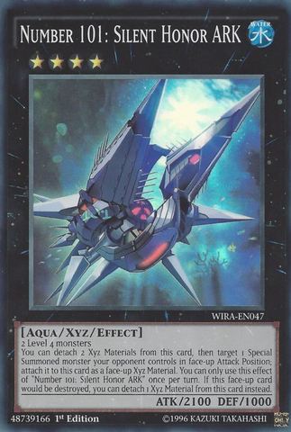 A Super Rare "Number 101: Silent Honor ARK" card from the Yugioh Set: Wing Raiders (WIRA).