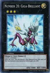 A Super Rare "Number 20: Giga Brilliant" card from the Yugioh Set: Photon Shockwave (PHSW).