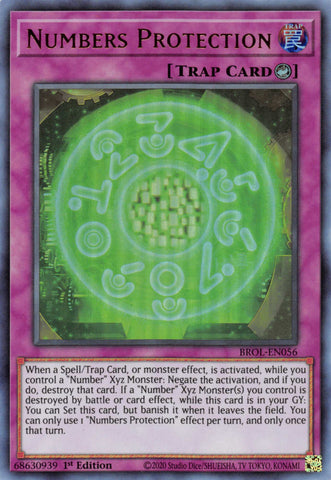  An Ultra Rare "Numbers Protection" card from the Yugioh Set: Brothers of Legend.