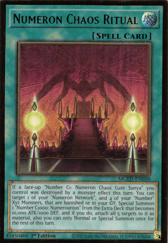  A Gold Rare "Numeron Chaos Ritual" card from the Yugioh Set: Maximum Gold: El Dorado.