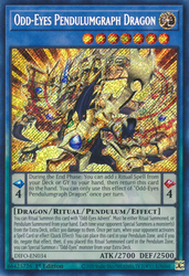 A Secret Rare "Odd-Eyes Pendulumgraph Dragon" card from the Yugioh Set: Dimension Force.