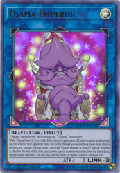 An Ultra Rare "Ojama Emperor" card from the Yugioh Set: Duel Overload (DUOV).