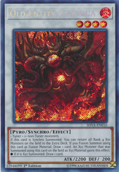 A Secret Rare "Old Entity Cthugua" card from the Yugioh Set: Shadows in Valhalla (SHVA).