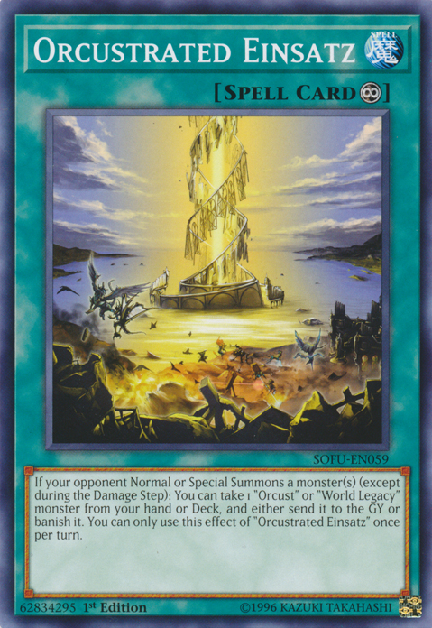 A Common "Orcustrated Einsatz" card from the Yugioh Set: Soul Fusion.