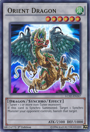 An Ultra Rare "Orient Dragon" card from the Yugioh Set: Legendary Collection 5D's.