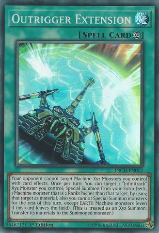  A Super Rare "Outrigger Extension" card from the Yugioh Set: The Infinity Chasers.