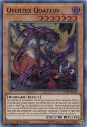 A Super Rare "Overtex Qoatlus" card from the Yugioh Set: Extreme Force.