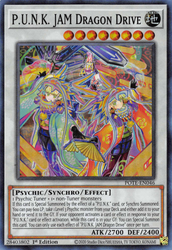 A Super Rare "P.U.N.K. Jam Dragon Drive" card from the Yugioh Set: Power of the Elements (POTE).