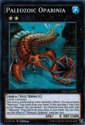 A Super Rare "Paleozoic Opabinia" card from the Yugioh Set: Invasion: Vengeance (INOV).