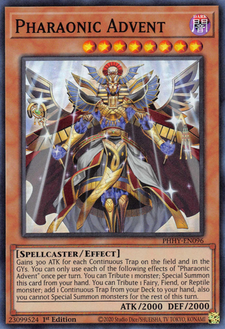 A Super Rare "Pharaonic Advent" card from the Yugioh Set: Photon Hypernova.