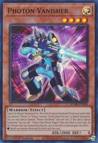 An Ultra Rare "Photon Vanisher" card from the Yugioh Set: Battles of Legend: Monstrous Revenge (BLMR).