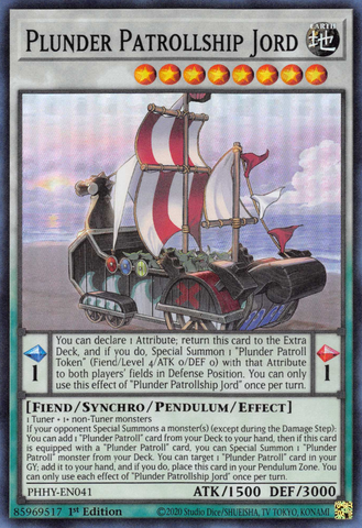 A Super Rare "Plunder Patrollship Jord" card from the Yugioh Set: Photon Hypernova (PHHY).
