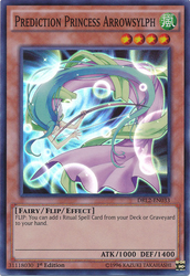 A Super Rare "Prediction Princess Arrowsylph" card from the Yugioh Set: Dragons of Legend 2 (DRL2).