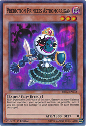 A Super Rare "Prediction Princess Astromorrigan" card from the Yugioh Set: Dragons of Legend 2 (DRL2).