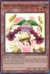 A Super Rare "Prediction Princess Coinorma" card from the Yugioh Set: Dragons of Legend 2 (DRL2).