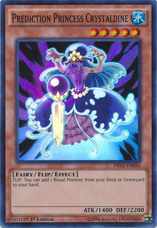 A Super Rare "Prediction Princess Crystaldine" card from the Yugioh Set: Dragons of Legend 2 (DRL2).