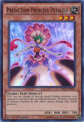 A Super Rare "Prediction Princess Petalelf" card from the Yugioh Set: Dragons of Legend 2 (DRL2).
