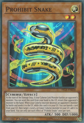 A Super Rare "Prohibit Snake" card from the Yugioh Set: Fists of the Gadgets.