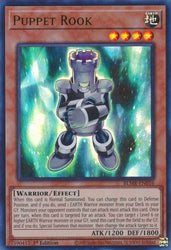 An Ultra Rare "Puppet Rook" card from the Yugioh Set: Battles of Legend: Monstrous Revenge.