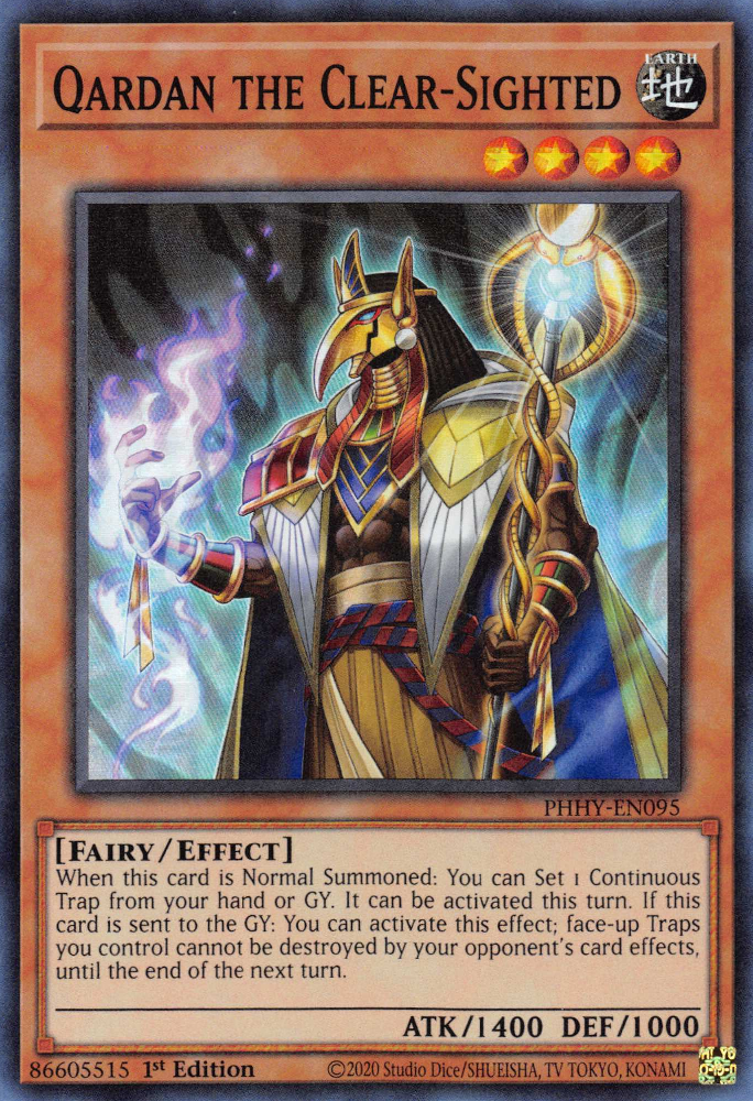 A Super Rare "Qardan the Clear-Sighted" card from the Yugioh Set: Photon Hypernova.