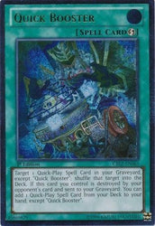 An Ultimate Rare "Quick Booster" card from the Yugioh Set: Cosmo Blazer (CBLZ).