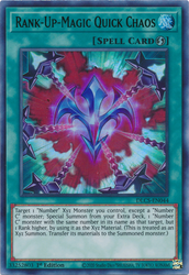 An Ultra Rare Green "Rank-Up-Magic Quick Chaos" card from the Yugioh Set: Dragons of Legend: The Complete Series (DLCS).