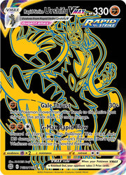A Secret Rare "Rapid Strike Urshifu Vmax" (TG30/TG30) card from the Pokemon Set: Brilliant Stars.