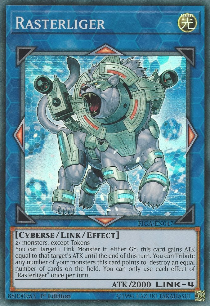 A Super Rare "Rasterliger" card from the Yugioh Set: Fists of the Gadgets.