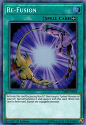A Super Rare "Re-Fusion" card from the Yugioh Set: The Hidden Summoners (HISU).