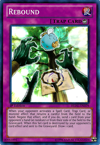 A Super Rare "Rebound" card from the Yugioh Set: Return of the Duelist (REDU).