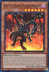A Super Rare "Red-Eyes Black Meteor Dragon" card from the Yugioh Set: Duelist Nexus (DUNE).