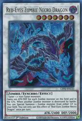 An Ultra Rare "Red-Eyes Zombie Necro Dragon" card from the Yugioh Set: Ghosts From the Past: The 2nd Haunting (GFP2).